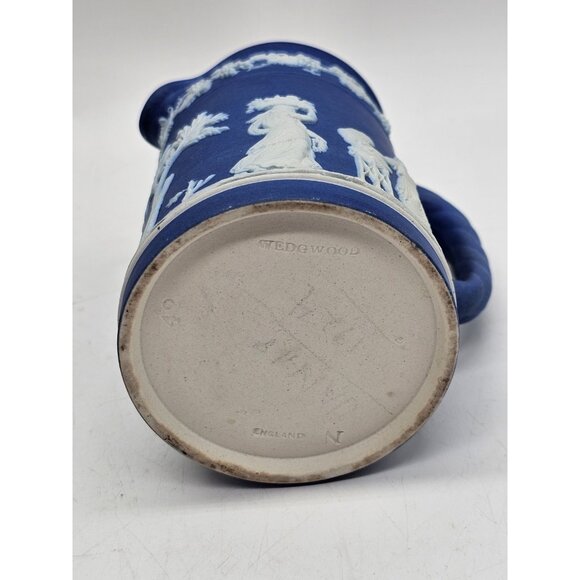 Wedgewood Jasperware Blue And White 4" Creamer Victorian Ornate Boho - Picture 8 of 13